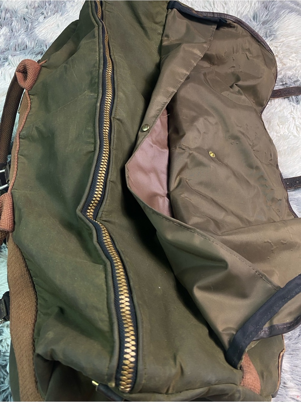 Vtg Lewis Creek Duffle Bag Travel Fishing Leather Missing Shoulder Strap USA - Picture 10 of 10